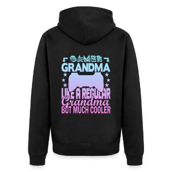 Grand-mère joueuse - Veste à capuche bio Premium Unisexe - noir - Dos - Nico (187cm)