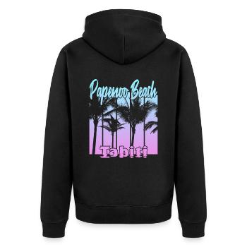 Papenoo Beach Tahiti - Veste à capuche bio Premium Unisexe - noir - Dos - Nico (187cm)