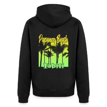 Papenoo Beach Tahiti - Veste à capuche bio Premium Unisexe - noir - Dos - Nico (187cm)