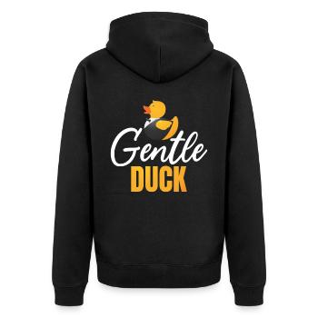 Gentle Badeente Gummiente - Unisex Premium Bio Zip Hoodie - Schwarz - Hinten - Nico (187cm)