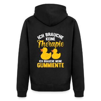 Brauche keine Therapie Badeente Gummiente - Unisex Premium Bio Zip Hoodie - Schwarz - Hinten - Nico (187cm)