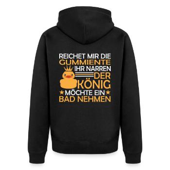 Reichet mir die Badeente Gummiente - Unisex Premium Bio Zip Hoodie - Schwarz - Hinten - Nico (187cm)