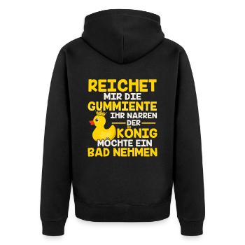 Reichet mir die Badeente Gummiente - Unisex Premium Bio Zip Hoodie - Schwarz - Hinten - Nico (187cm)