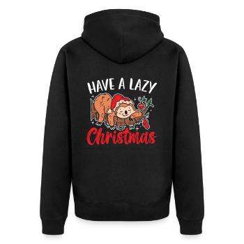 Haben Sie einen faulen Weihnachtstag Weihnachten Happy Holiday Sloth - Unisex Premium Bio Zip Hoodie - Schwarz - Hinten - Nico (187cm)