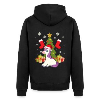 Licorne Jour de Noël Joyeuses Fêtes Père Noël - Veste à capuche bio Premium Unisexe - noir - Dos - Nico (187cm)