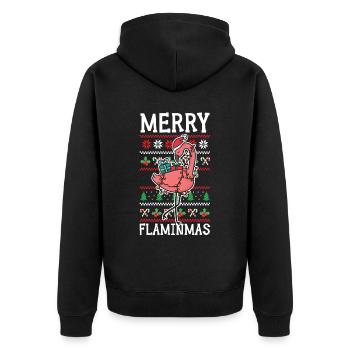 Frohe Flaminmas Flamingo Liebhaber Weihnachten - Unisex Premium Bio Zip Hoodie - Schwarz - Hinten - Nico (187cm)