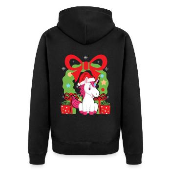 Licorne Jour de Noël Joyeuses Fêtes Père Noël - Veste à capuche bio Premium Unisexe - noir - Dos - Nico (187cm)