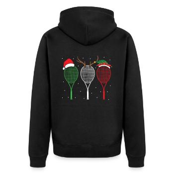 Tennisspieler Sportliebhaber Frohe Weihnachten - Unisex Premium Bio Zip Hoodie - Schwarz - Hinten - Nico (187cm)