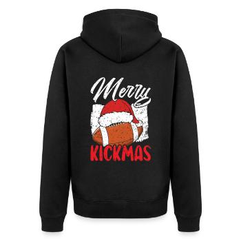 Merry Kickmas Sport Lover Frohe Weihnachten - Unisex Premium Bio Zip Hoodie - Schwarz - Hinten - Nico (187cm)