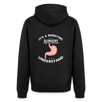 Gastric Bypass and Gastric Bypass Operation Design - Unisex Premium Organic Zip Hoodie - black - Back - Nico (187cm)