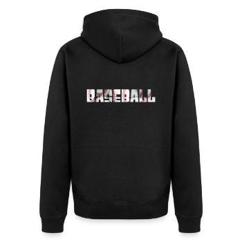 baseball - Unisex Premium Organic Zip Hoodie - black - Back - Nico (187cm)