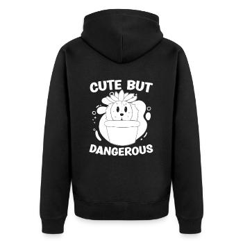 Cactus Garden Funny Cute But Dangerous - Unisex Premium Organic Zip Hoodie - black - Back - Nico (187cm)