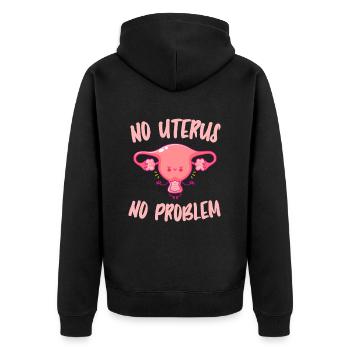 Hysterektomie Komisch - Unisex Premium Bio Zip Hoodie - Schwarz - Hinten - Nico (187cm)