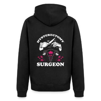 Hysterektomie Lotus Blatt Hysterektomie - Unisex Premium Bio Zip Hoodie - Schwarz - Hinten - Nico (187cm)