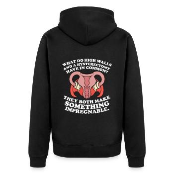 Hysterektomie Lustige Gebärmutter Hysterektomie - Unisex Premium Bio Zip Hoodie - Schwarz - Hinten - Nico (187cm)