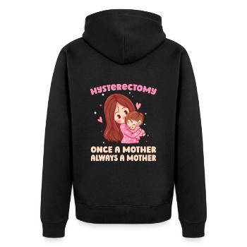 Hysterektomie - Unisex Premium Bio Zip Hoodie - Schwarz - Hinten - Nico (187cm)