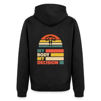 Hysterektomie - Unisex Premium Bio Zip Hoodie - Schwarz - Hinten - Nico (187cm)