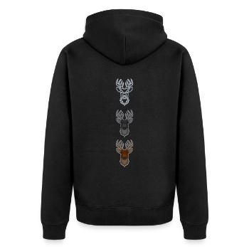 Bois de cerf rouge avec bois de cerf - Veste à capuche bio Premium Unisexe - noir - Dos - Nico (187cm)