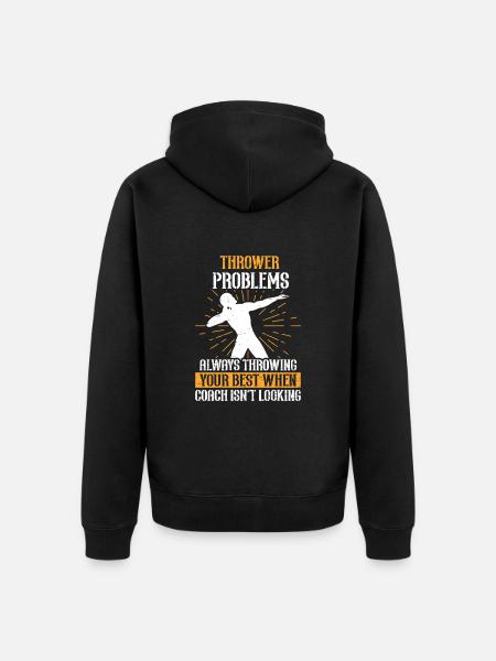 Thrower Problems Athletics Funny - Unisex Premium Organic Zip Hoodie - black