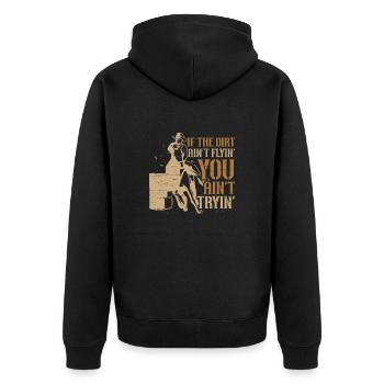 Barrel Racing Dirt Rodeo Equestrian Pferdefass - Unisex Premium Bio Zip Hoodie - Schwarz - Hinten - Nico (187cm)