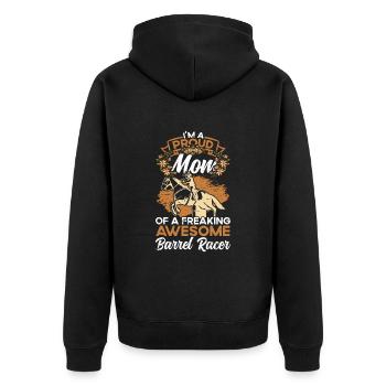 Barrel Racing Rodeo Reitpferd Barrel Racer - Unisex Premium Bio Zip Hoodie - Schwarz - Hinten - Nico (187cm)