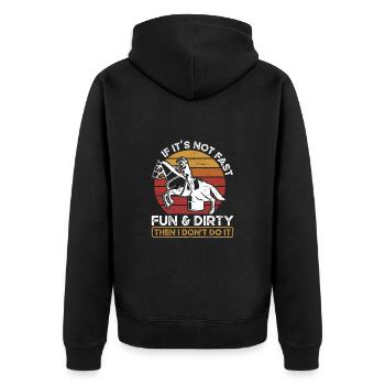 Fun and dirty barrel race riding horse - Unisex Premium Organic Zip Hoodie - black - Back - Nico (187cm)