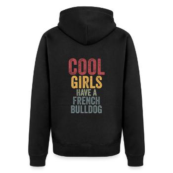 Les filles cool ont un bouledogue français - Veste à capuche bio Premium Unisexe - noir - Dos - Nico (187cm)