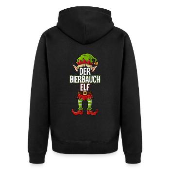 Bierbauch Elf Partnerlook Weihnachten - Unisex Premium Bio Zip Hoodie - Schwarz - Hinten - Nico (187cm)