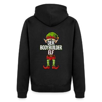 Bodybuilder Elf Partnerlook Weihnachten - Unisex Premium Bio Zip Hoodie - Schwarz - Hinten - Nico (187cm)