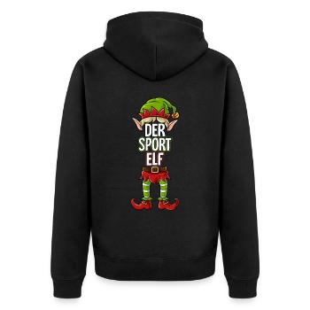 Sport Elf Partnerlook Weihnachten - Unisex Premium Bio Zip Hoodie - Schwarz - Hinten - Nico (187cm)