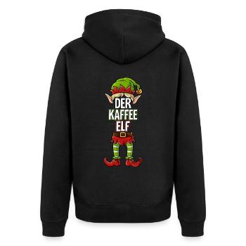 Kaffee Elf Partnerlook Weihnachten - Unisex Premium Bio Zip Hoodie - Schwarz - Hinten - Nico (187cm)
