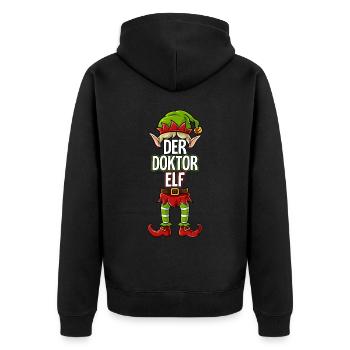 Doktor Elf Partnerlook Weihnachten - Unisex Premium Bio Zip Hoodie - Schwarz - Hinten - Nico (187cm)