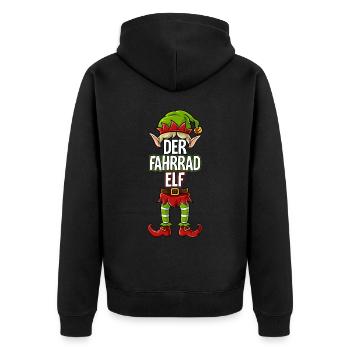 Fahrrad Elf Partnerlook Weihnachten - Unisex Premium Bio Zip Hoodie - Schwarz - Hinten - Nico (187cm)