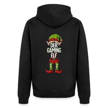 Gaming Elf Partnerlook Weihnachten - Unisex Premium Bio Zip Hoodie - Schwarz - Hinten - Nico (187cm)
