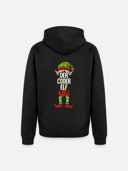 Coder Elf Partnerlook Weihnachten - Unisex Premium Bio Zip Hoodie - Schwarz