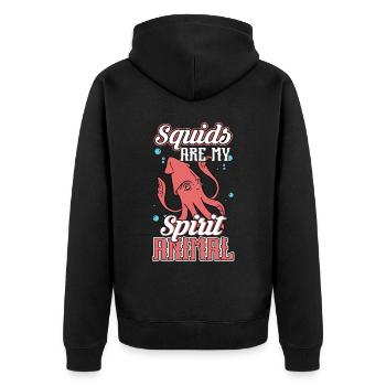 Tintenfische Sind Mein Seelentier - Unisex Premium Bio Zip Hoodie - Schwarz - Hinten - Nico (187cm)