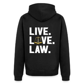 Vie - Amour - Droit - Etudiant en droit - Veste à capuche bio Premium Unisexe - noir - Dos - Nico (187cm)