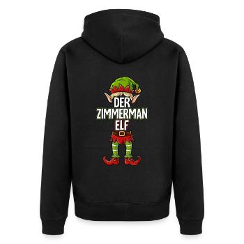 Zimmerman Elf Partnerlook Weihnachten - Unisex Premium Bio Zip Hoodie - Schwarz - Hinten - Nico (187cm)