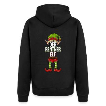 Rentner Elf Partnerlook Weihnachten - Unisex Premium Bio Zip Hoodie - Schwarz - Hinten - Nico (187cm)
