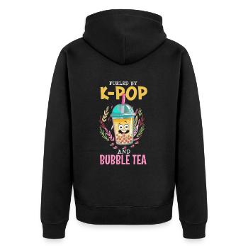 Alimenté par la K-Pop et le Bubble Tea - Veste à capuche bio Premium Unisexe - noir - Dos - Nico (187cm)