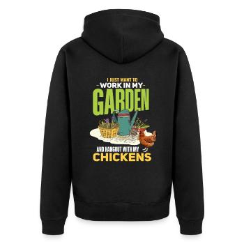 Drôle de jardinier Pépinières Dicton - Veste à capuche bio Premium Unisexe - noir - Dos - Nico (187cm)