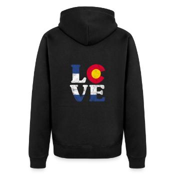 Colorado USA Amerika Geschenk - Unisex Premium Bio Zip Hoodie - Schwarz - Hinten - Nico (187cm)