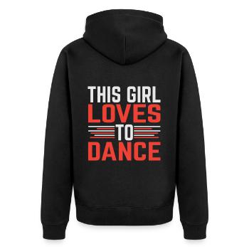 Just a Girl Who Loves HipHop - Unisex Premium Bio Zip Hoodie - Schwarz - Hinten - Nico (187cm)
