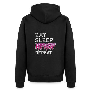 Hip Hop - Unisex Premium Bio Zip Hoodie - Schwarz - Hinten - Nico (187cm)