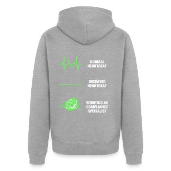 Drôle de spécialiste de la conformité Travailleurs professionnels - Veste à capuche bio Premium Unisexe - gris chiné - Dos - Nico (187cm)