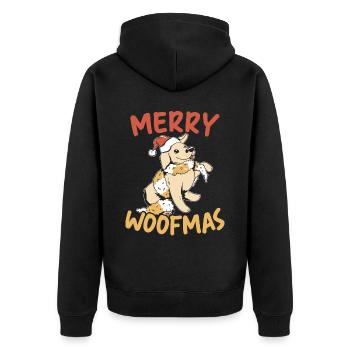 Merry Woofmas Christmas Day Dog Lover Puppy Owner - Veste à capuche bio Premium Unisexe - noir - Dos - Nico (187cm)