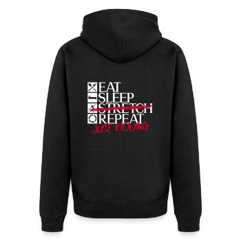 Essen Schlafen Dehnen Wiederholen Spaß Ballett - Unisex Premium Bio Zip Hoodie - Schwarz - Hinten - Nico (187cm)