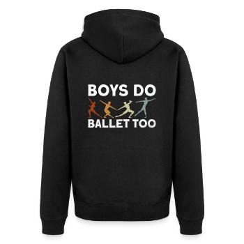 Auch Jungs tanzen Ballett - Ballett-Tänzer - Unisex Premium Bio Zip Hoodie - Schwarz - Hinten - Nico (187cm)