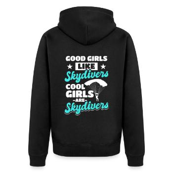 Les filles cool sont des parachutistes - Veste à capuche bio Premium Unisexe - noir - Dos - Nico (187cm)