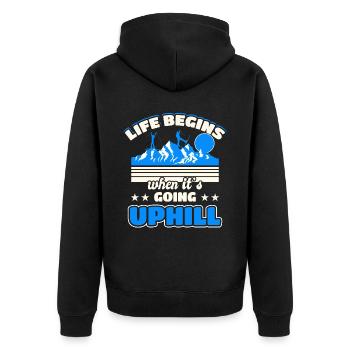 Skitourengehen Nordisch Skifahren - Unisex Premium Bio Zip Hoodie - Schwarz - Hinten - Nico (187cm)